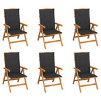 Reclining Folding Chairs with Cushions 6 pcs Solid Teak Wood