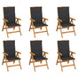 Reclining Folding Chairs with Cushions 6 pcs Solid Teak Wood