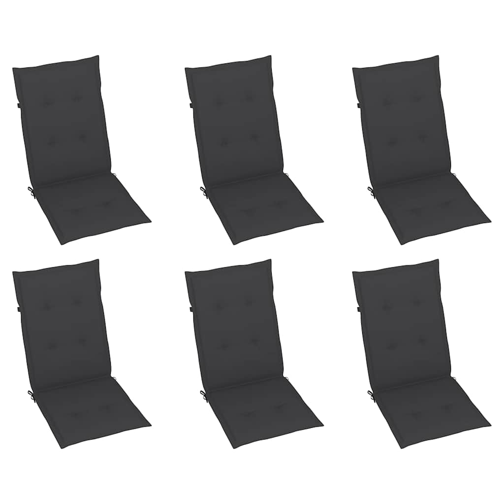 Reclining Folding Chairs with Cushions 6 pcs Solid Teak Wood