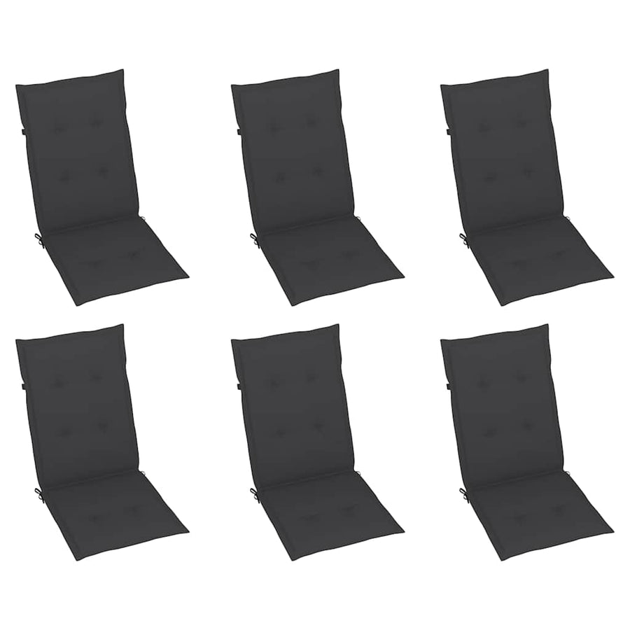 Reclining Folding Chairs with Cushions 6 pcs Solid Teak Wood