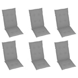 Reclining Folding Chairs with Cushions 6 pcs Solid Teak Wood - Close-Up Angle