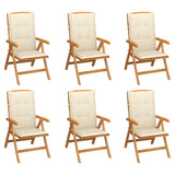 Reclining Folding Chairs with Cushions 6 pcs Solid Teak Wood
