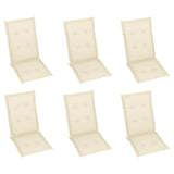Reclining Folding Chairs with Cushions 6 pcs Solid Teak Wood - Close-Up Angle