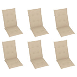 Reclining Folding Chairs with Cushions 6 pcs Solid Teak Wood - Close-Up Angle