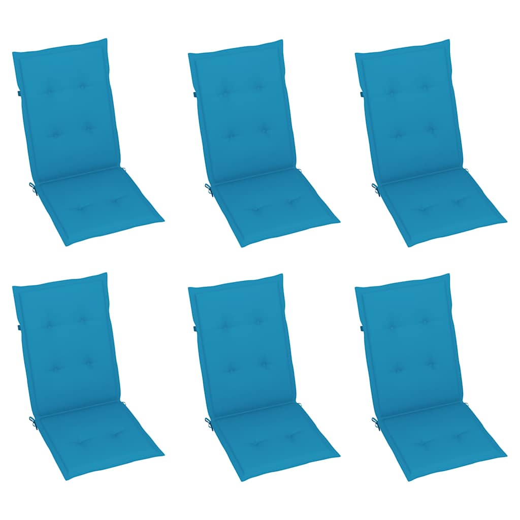 Reclining Folding Chairs with Cushions 6 pcs Solid Teak Wood