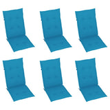 Reclining Folding Chairs with Cushions 6 pcs Solid Teak Wood - Close-Up Angle