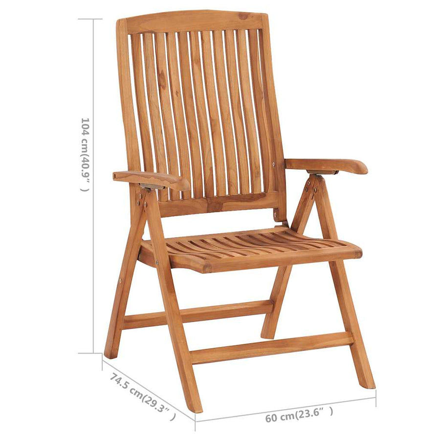 Reclining Folding Chairs with Cushions 6 pcs Solid Teak Wood