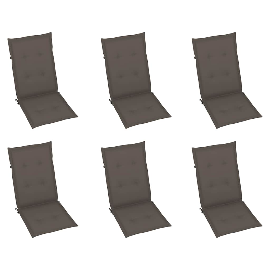Reclining Folding Chairs with Cushions 6 pcs Solid Teak Wood