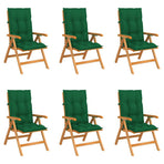 Reclining Folding Chairs with Cushions 6 pcs Solid Teak Wood