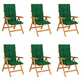 Reclining Folding Chairs with Cushions 6 pcs Solid Teak Wood