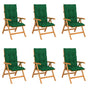 Reclining Folding Chairs with Cushions 6 pcs Solid Teak Wood