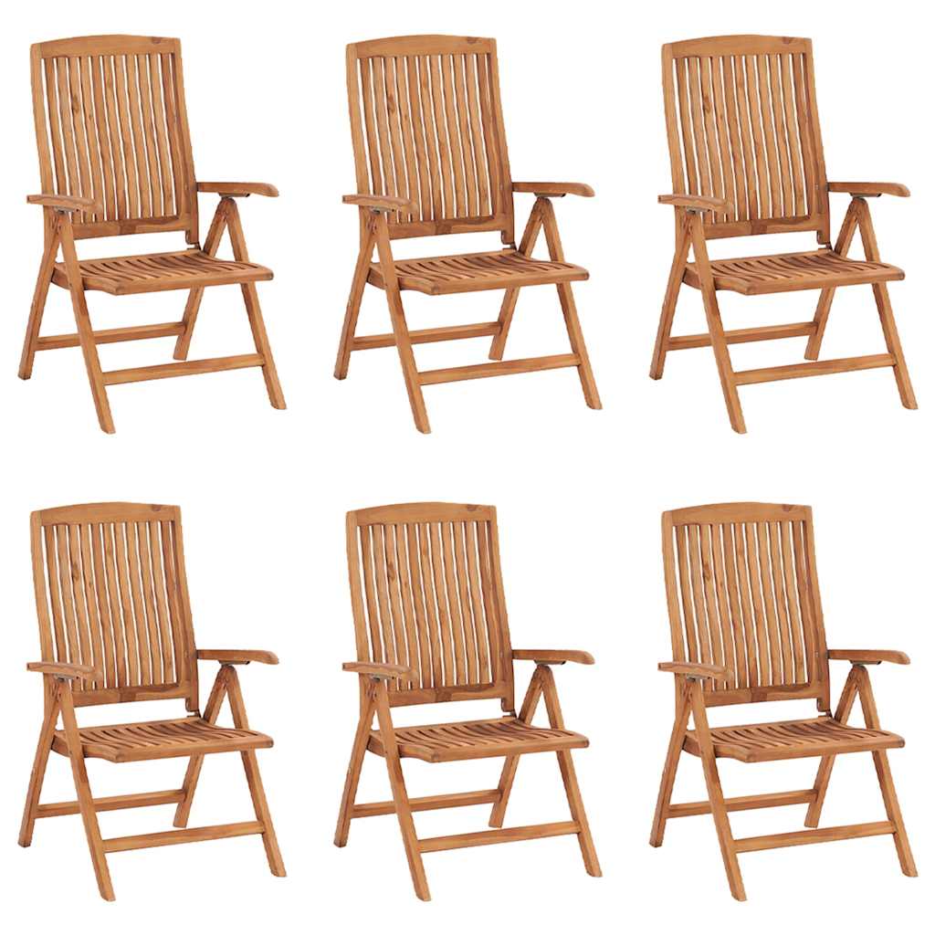 Reclining Folding Chairs with Cushions 6 pcs Solid Teak Wood