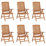 Reclining Folding Chairs with Cushions 6 pcs Solid Teak Wood