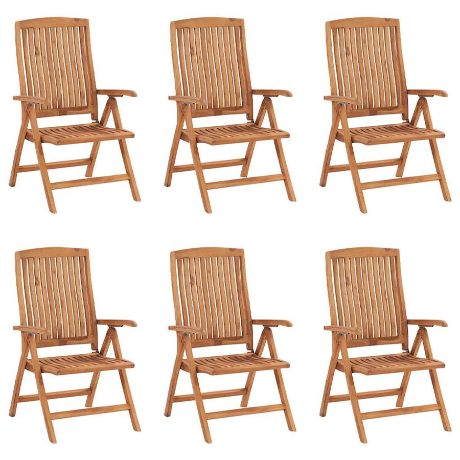 Reclining Folding Chairs with Cushions 6 pcs Solid Teak Wood
