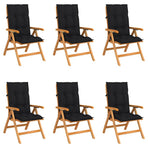 Reclining Folding Chairs with Cushions 6 pcs Solid Teak Wood