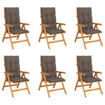 Reclining Folding Chairs with Cushions 6 pcs Solid Teak Wood