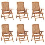 Reclining Folding Chairs with Cushions 6 pcs Solid Teak Wood