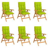 Reclining Folding Chairs with Cushions 6 pcs Solid Teak Wood