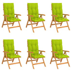 Reclining Folding Chairs with Cushions 6 pcs Solid Teak Wood