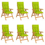 Reclining Folding Chairs with Cushions 6 pcs Solid Teak Wood