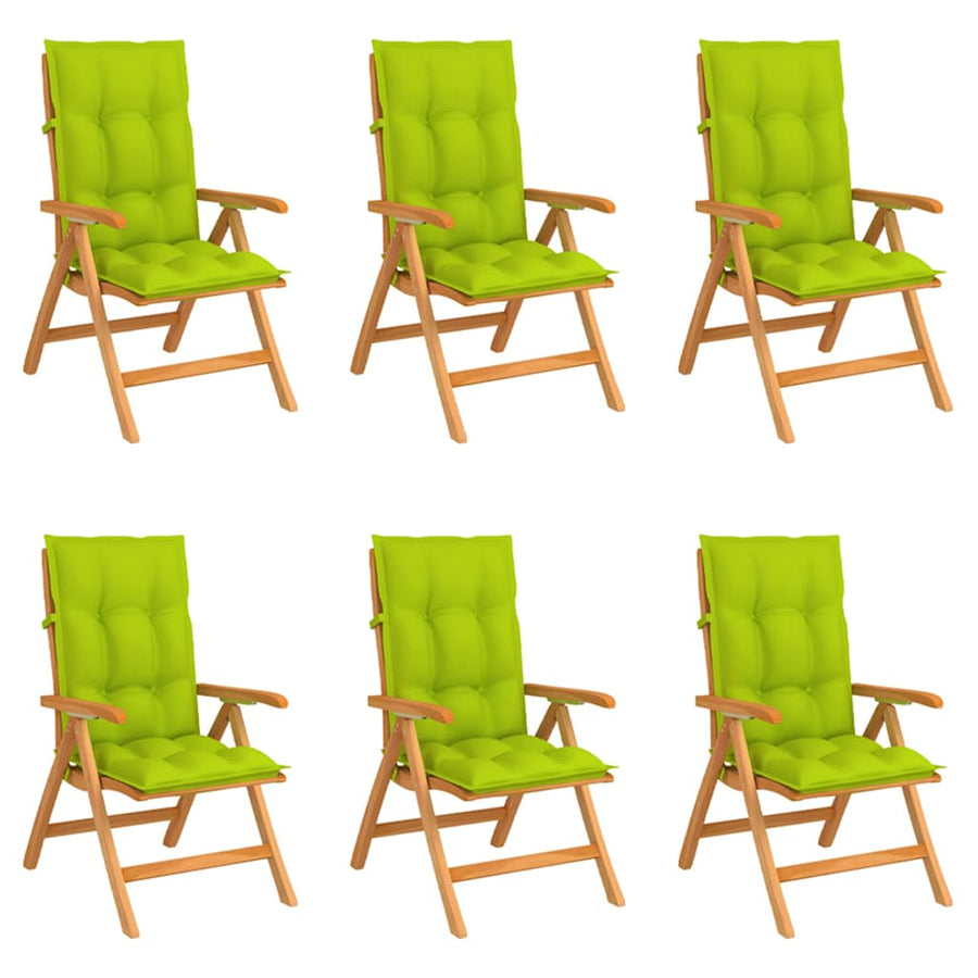 Reclining Folding Chairs with Cushions 6 pcs Solid Teak Wood