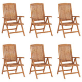 Reclining Folding Chairs with Cushions 6 pcs Solid Teak Wood - Front View