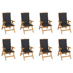 Reclining Folding Chairs with Cushions 8 pcs Solid Teak Wood