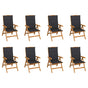 Reclining Folding Chairs with Cushions 8 pcs Solid Teak Wood