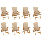 Reclining Folding Chairs with Cushions 8 pcs Solid Teak Wood
