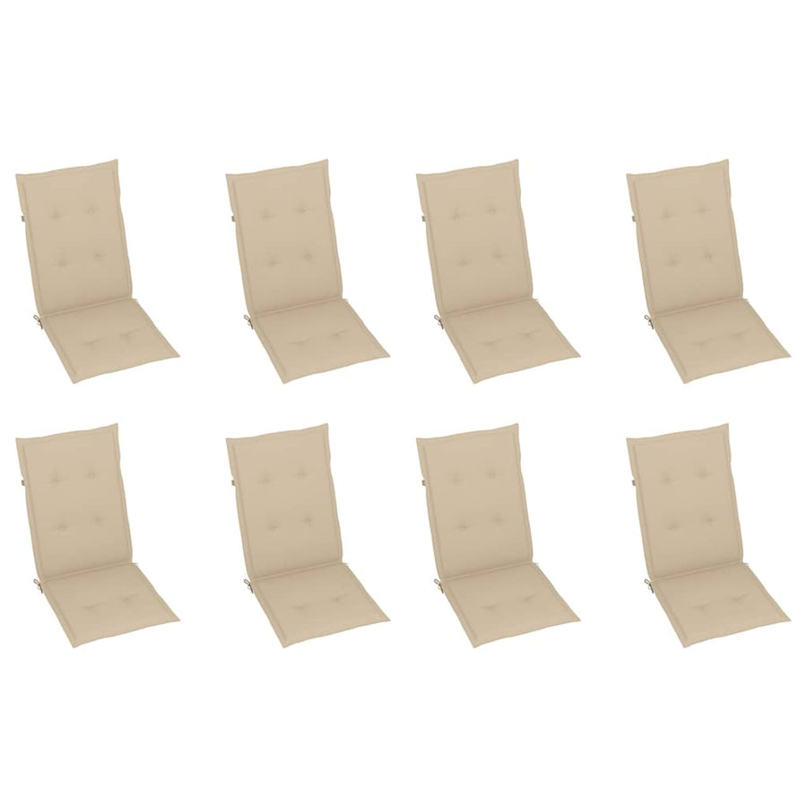 Reclining Folding Chairs with Cushions 8 pcs Solid Teak Wood
