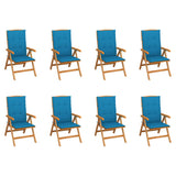 Reclining Folding Chairs with Cushions 8 pcs Solid Teak Wood
