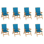 Reclining Folding Chairs with Cushions 8 pcs Solid Teak Wood