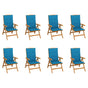 Reclining Folding Chairs with Cushions 8 pcs Solid Teak Wood