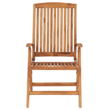 Reclining Folding Chairs with Cushions 8 pcs Solid Teak Wood - Side View