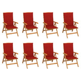 Reclining Folding Chairs with Cushions 8 pcs Solid Teak Wood