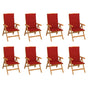 Reclining Folding Chairs with Cushions 8 pcs Solid Teak Wood