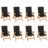 Reclining Folding Chairs with Cushions 8 pcs Solid Teak Wood