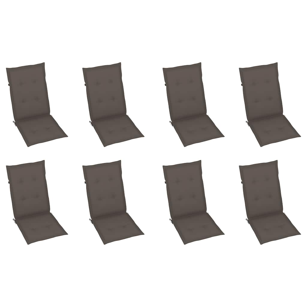 Reclining Folding Chairs with Cushions 8 pcs Solid Teak Wood