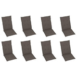 Reclining Folding Chairs with Cushions 8 pcs Solid Teak Wood