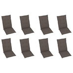 Reclining Folding Chairs with Cushions 8 pcs Solid Teak Wood