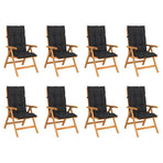 Reclining Folding Chairs with Cushions 8 pcs Solid Teak Wood