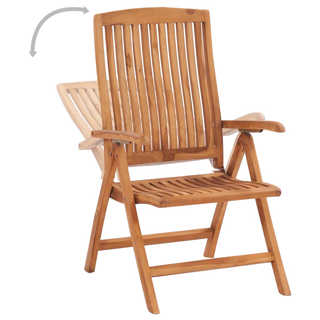 Reclining Folding Chairs with Cushions 8 pcs Solid Teak Wood