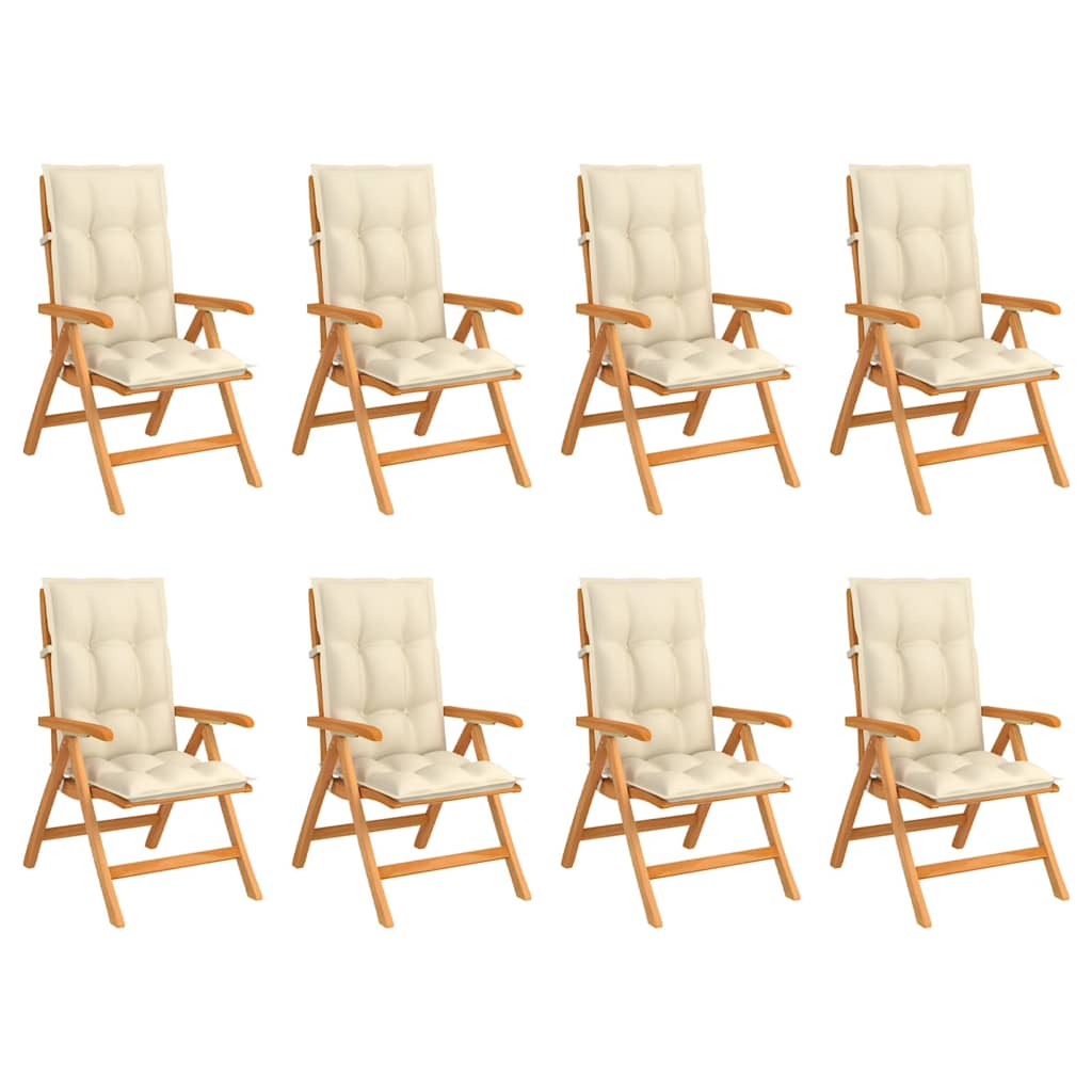 Reclining Folding Chairs with Cushions 8 pcs Solid Teak Wood