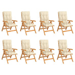 Reclining Folding Chairs with Cushions 8 pcs Solid Teak Wood