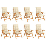 Reclining Folding Chairs with Cushions 8 pcs Solid Teak Wood