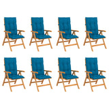Reclining Folding Chairs with Cushions 8 pcs Solid Teak Wood