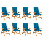 Reclining Folding Chairs with Cushions 8 pcs Solid Teak Wood