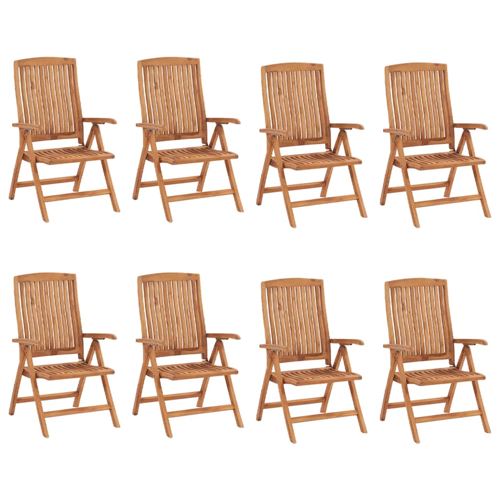 Reclining Folding Chairs with Cushions 8 pcs Solid Teak Wood