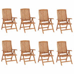 Reclining Folding Chairs with Cushions 8 pcs Solid Teak Wood