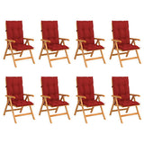 Reclining Folding Chairs with Cushions 8 pcs Solid Teak Wood